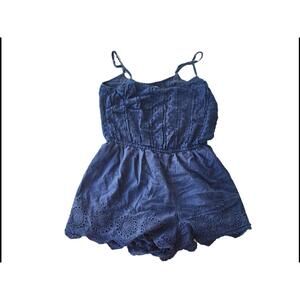 Vintage Abercrombie And Fitch Women's Navy Blue Short Tank Top Romper Size L